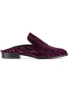 Robert Clergerie Alice Velvet Flat Loafer Mule In Purple Goth