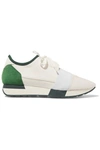 BALENCIAGA RACE RUNNER LEATHER, MESH, NEOPRENE AND SUEDE SNEAKERS