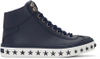 JIMMY CHOO Navy Star Sole Argyle High-Top Sneakers