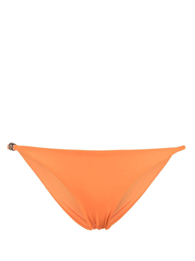 Versace Medusa Buckled Bikini Bottoms In Orange
