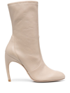 Stuart Weitzman 100mm Luxecurve Leather Ankle Boots In Neutrals