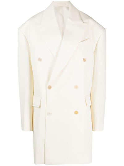 Wardrobe.nyc Double-breasted Wool Coat In Off White