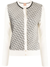 Hugo Boss Piped-stripes Crew Neck Cardigan In White