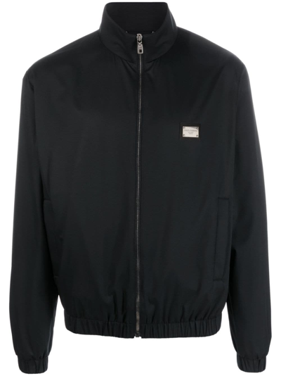 Dolce & Gabbana Logo-plaque Lightweight Jacket In Nero