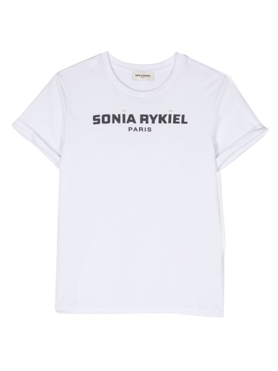 Sonia Rykiel Enfant Kids' Logo-print Crew-neck T-shirt In White