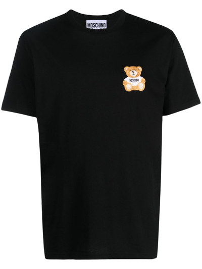 Moschino Logo-patch Organic-cotton Tshirt In Black