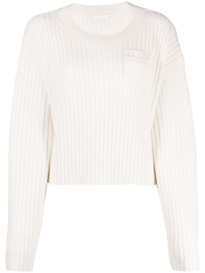 Helmut Lang Round-neck Knitted Jumper In White