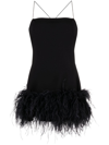 Attico Fujiko Feather-trimmed Mini Dress In Black