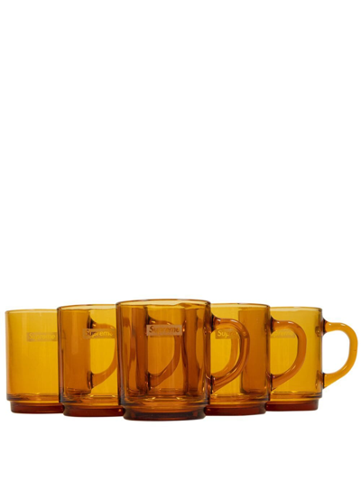 Supreme X Duralex Amber Glass Mugs (set Of 6) In Brown