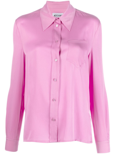 Moschino Pointed-collar Poet-sleeve Shirt In Pink