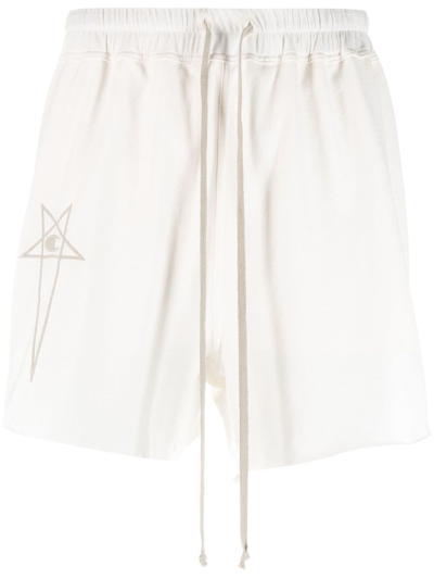 Rick Owens X Champion Logo-embroidered Cotton Track Shorts In White