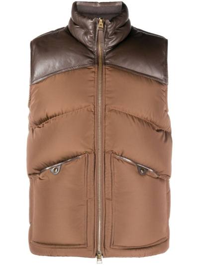Tom Ford Colour-block Padded Gilet In Brown
