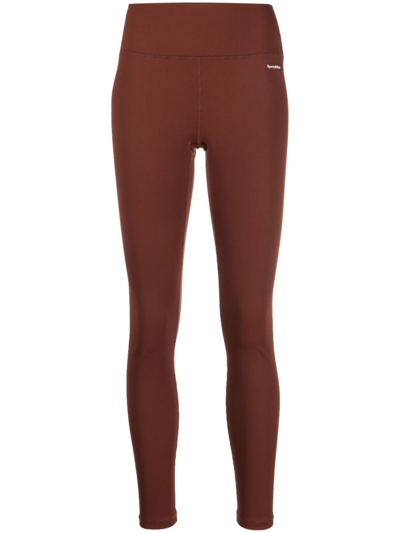 Sporty And Rich Logo-print High-waisted Leggings In Burgundy