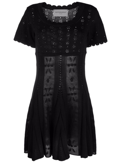 Viktor & Rolf Spinning Threads Cotton-lyocell Knitted Minidress In Black