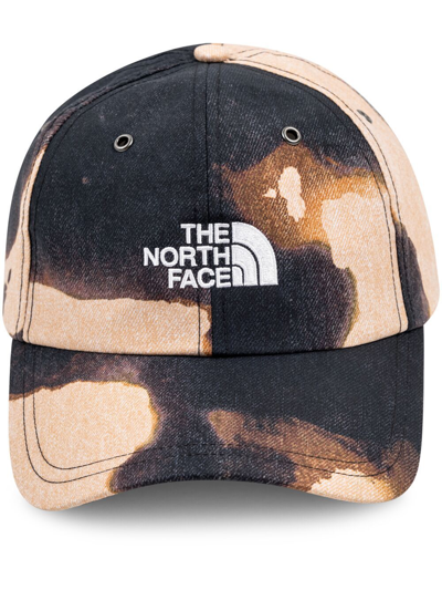 Supreme X Tnf Bleached Denim Print 6-panel Cap In Black