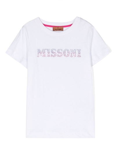 Missoni Kids' Logo-embellished Cotton T-shirt In White