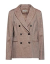 Peserico Woman Blazer Light Brown Size 6 Virgin Wool, Linen In Beige