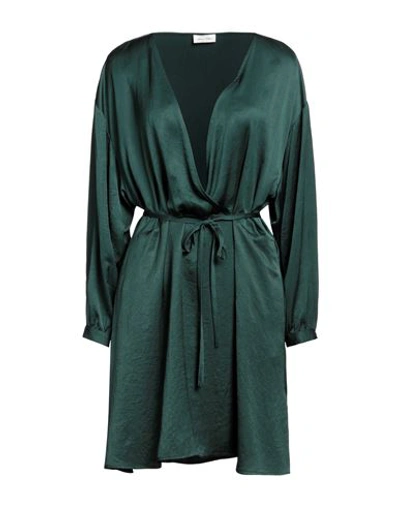 American Vintage Woman Short Dress Dark Green Size L Acetate In Green