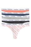 Calvin Klein Logo Thongs In Canyon Clay