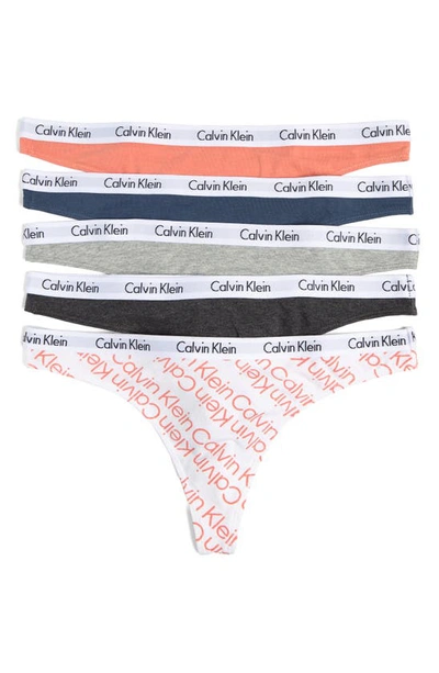Calvin Klein Logo Thongs In Canyon Clay