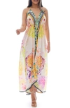 RANEE'S FLORAL COVER-UP HALTER DRESS