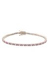Suzy Levian Sterling Silver Round-cut Pink And White Sapphire Tennis Bracelet