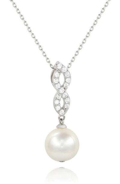 Suzy Levian Sterling Silver Freshwater Pearl Pendant Necklace In White