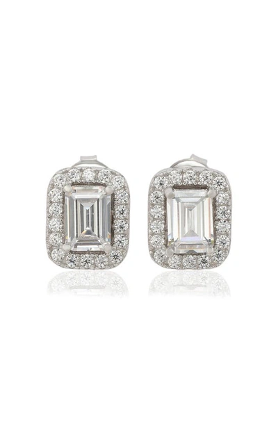 Suzy Levian Sterling Silver Cubic Zirconia Stud Earrings In White