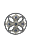 SUZY LEVIAN STERLING SILVER SAPPHIRE & WHITE SAPPHIRE CIRCLE MEDIEVAL BROOCH
