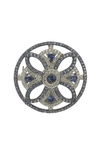 Suzy Levian Sterling Silver Sapphire & Diamond Accent Circle Medieval Brooch In Blue