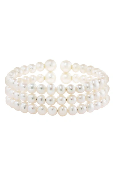 Effy Sterling Silver 5.5–8.5mm Freshwater Pearl Triple Row Cuff Bracelet In White