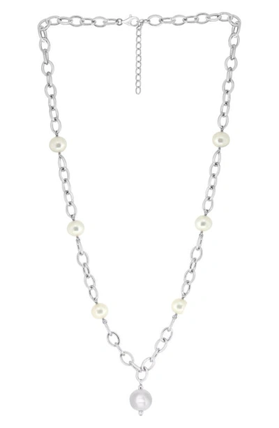 Effy Sterling Silver 9–10mm Freshwater Pearl Station Necklace In White