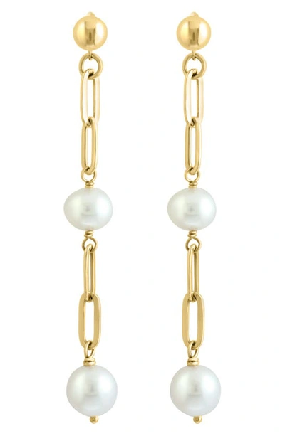 Effy 14k Gold Freshwater Pearl Link Linear Drop Earrings In White