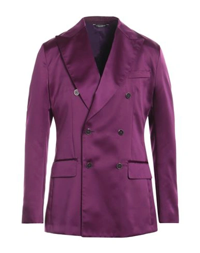 Dolce & Gabbana Man Blazer Plum Size 44 Polyester In Purple