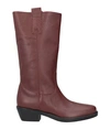 Lorenzo Mari Woman Knee Boots Burgundy Size 8 Soft Leather In Red