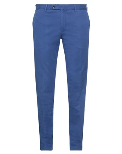 Pt Torino Man Pants Bright Blue Size 38 Cotton, Elastane In Blue