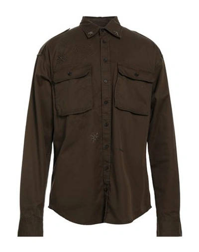 Dsquared2 Man Shirt Military Green Size 38 Cotton, Brass