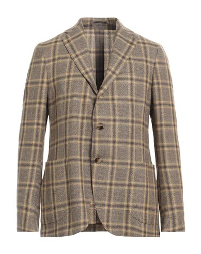 Lardini Man Blazer Ocher Size 46 Wool, Linen In Yellow