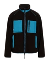 Msgm Logo High Neck Jacket With Contrast Pockets In Blue