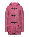 Bark Woman Coat Fuchsia Size S Wool, Polyamide In Pink