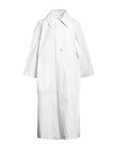Jil Sander Woman Overcoat Cream Size 6 Cotton, Virgin Wool In White