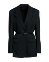 BOTTEGA VENETA BOTTEGA VENETA WOMAN BLAZER DARK GREEN SIZE 2 WOOL, ELASTANE, BOVINE LEATHER