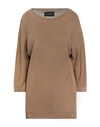Les Copains Woman Sweater Camel Size 4 Cotton In Beige