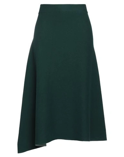 Jil Sander Woman Midi Skirt Dark Green Size 8 Virgin Wool, Cashmere, Polyamide