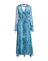 Blumarine Woman Long Dress Blue Size 2 Silk