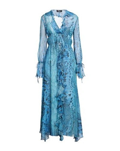 Blumarine Woman Long Dress Blue Size 2 Silk In Blue