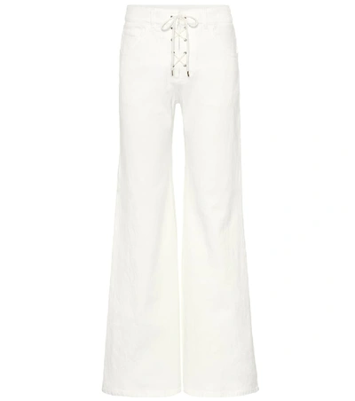 Chloé Lace-up High-rise Slim-leg Jeans In White