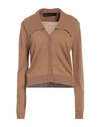 Federica Tosi Woman Cardigan Camel Size 4 Wool, Cashmere In Beige