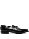 Prada Triangle-logo Leather Loafers In Black