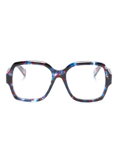 Chloé Logo-lettering Square-frame Glasses In Blau